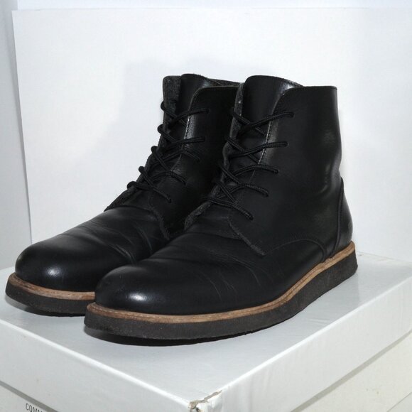 Common Projects Combat Boot Black Leather Side Zip 1979 Size 44 US 11 Mens Italy - Picture 5 of 13